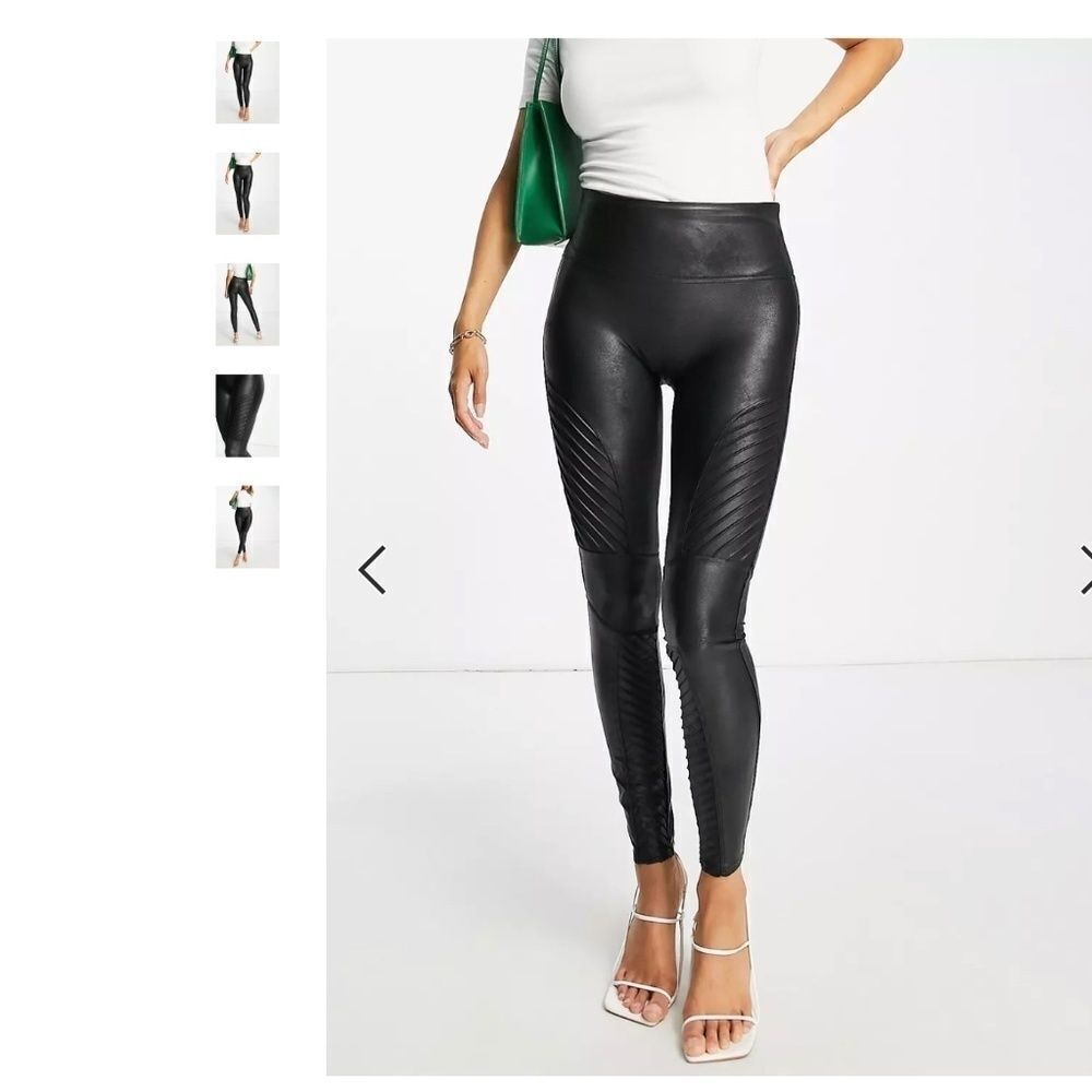 Spanx faux leather moto leggings in black Size S